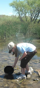 Panning for gold.